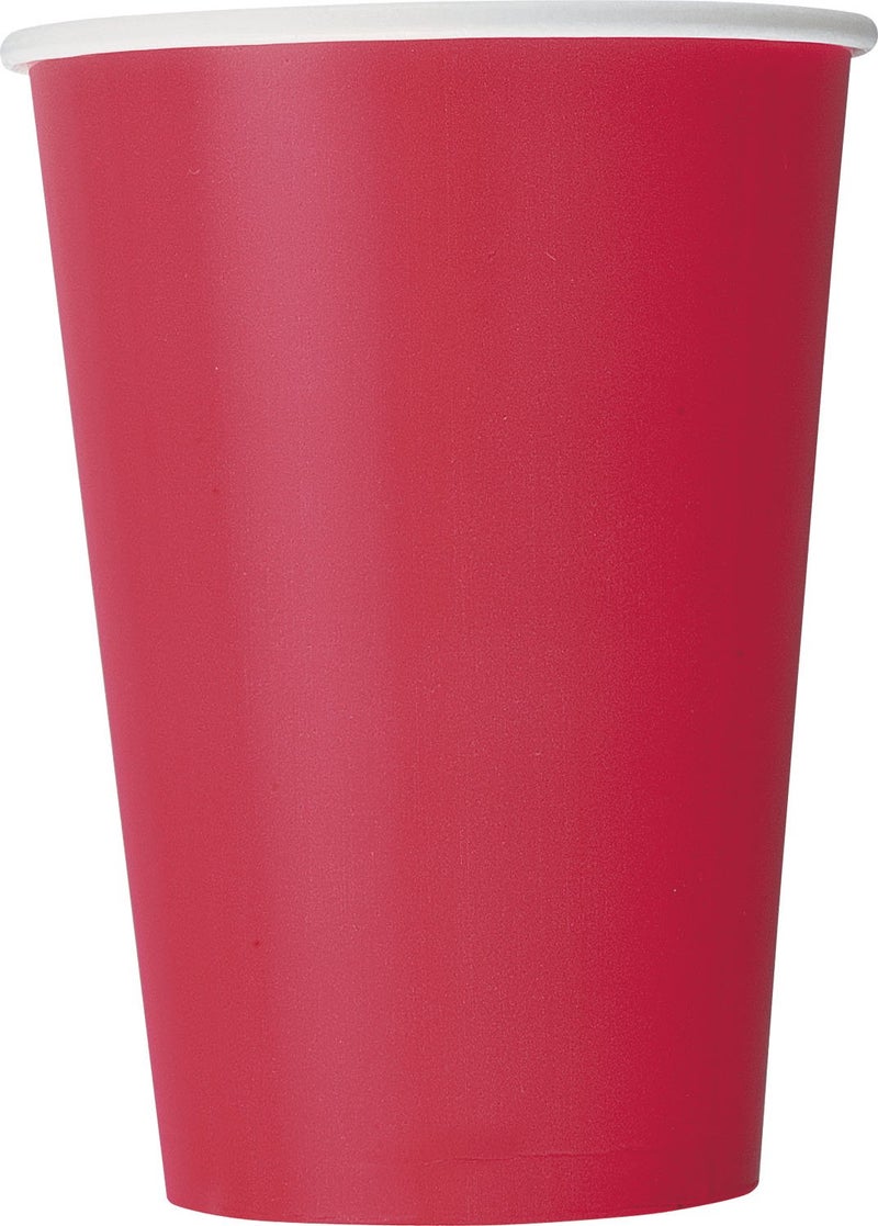 Unique Party Plain Ruby Red Disposable Paper Cups - 12 oz, Pack of 10 - Ideal for Parties, Picnics, & All Occasions - Image 1